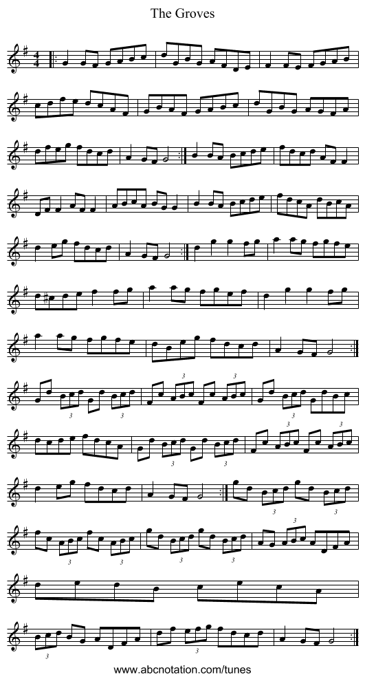 The Groves - staff notation