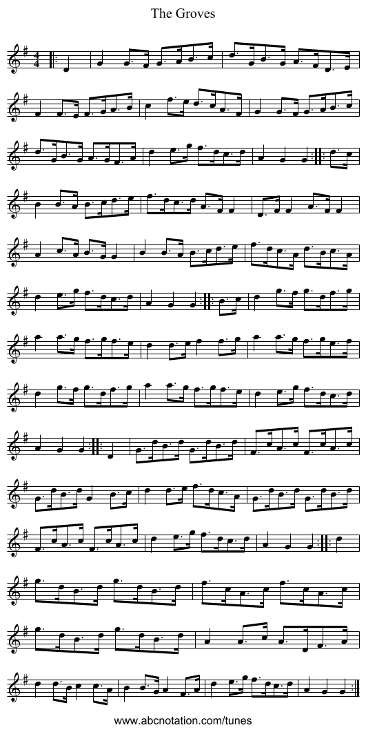 The Groves - staff notation