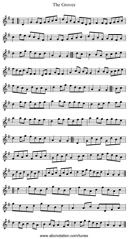 The Groves - staff notation