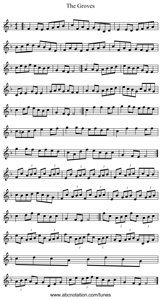 The Groves - staff notation