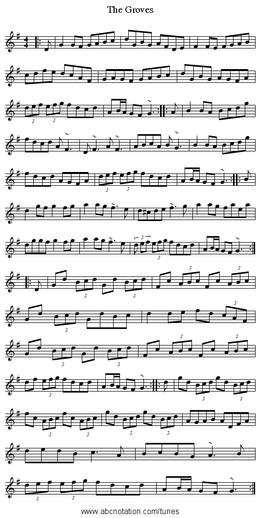 The Groves - staff notation