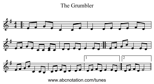 The Grumbler - staff notation
