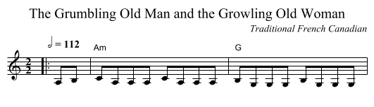 The Grumbling Old Man and the Growling Old Woman - staff notation