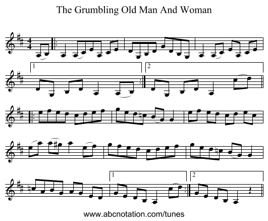 The Grumbling Old Man And Woman - staff notation