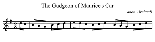The Gudgeon of Maurice's Car - staff notation