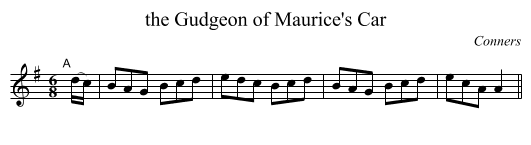 the Gudgeon of Maurice's Car - staff notation