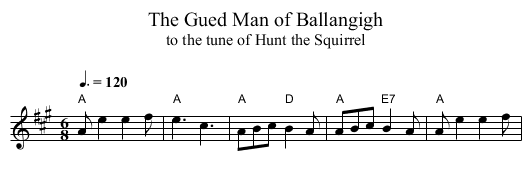 The Gued Man of Ballangigh - staff notation