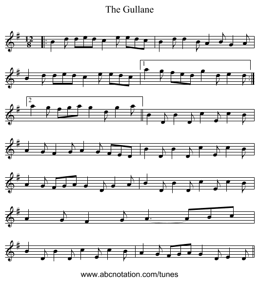 The Gullane - staff notation