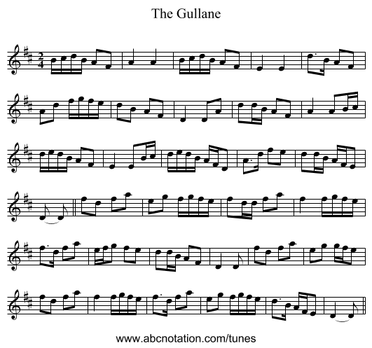 The Gullane - staff notation