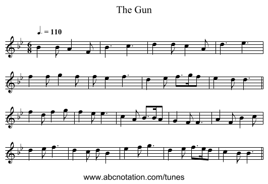 The Gun - staff notation