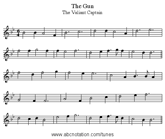 The Gun - staff notation