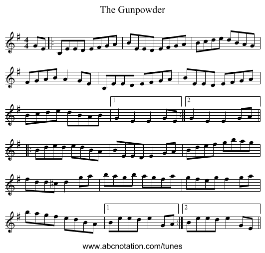 The Gunpowder - staff notation