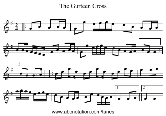 The Gurteen Cross - staff notation