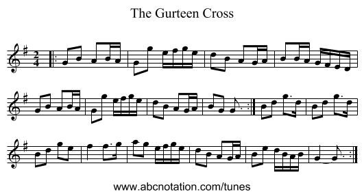 The Gurteen Cross - staff notation