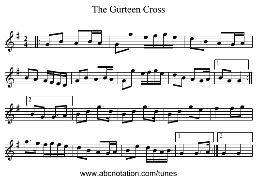 The Gurteen Cross - staff notation