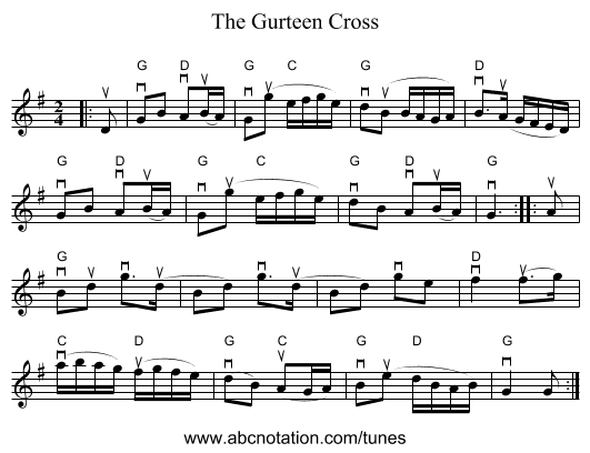 The Gurteen Cross - staff notation