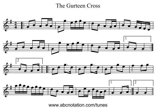 The Gurteen Cross - staff notation