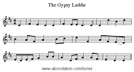 The Gypsy Laddie - staff notation