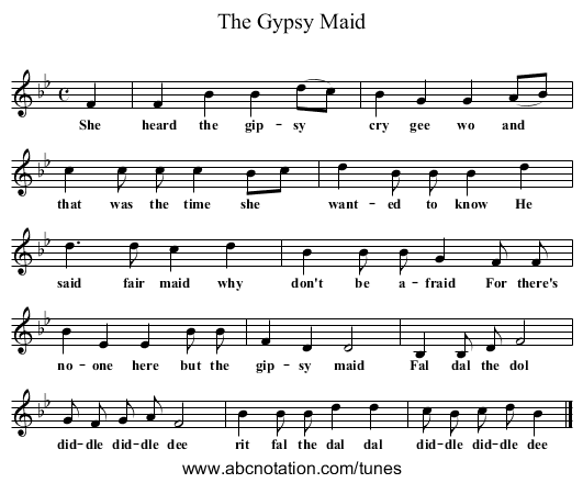 The Gypsy Maid - staff notation