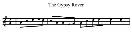 The Gypsy Rover - staff notation