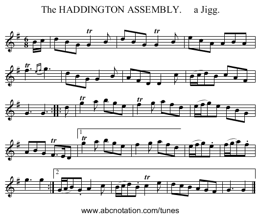The HADDINGTON ASSEMBLY. a Jigg. - staff notation