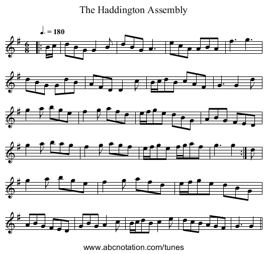The Haddington Assembly - staff notation