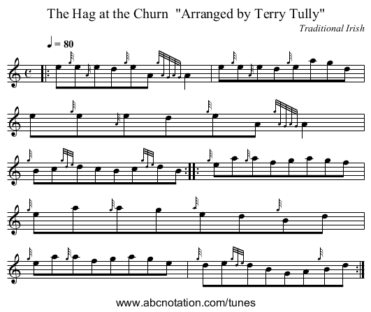 The Hag at the Churn Arranged by Terry Tully - staff notation