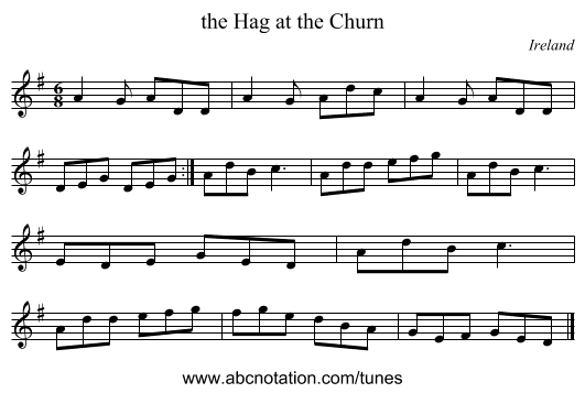 the Hag at the Churn - staff notation
