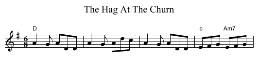 The Hag At The Churn - staff notation