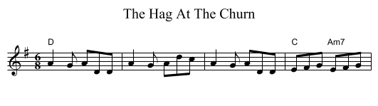 The Hag At The Churn - staff notation