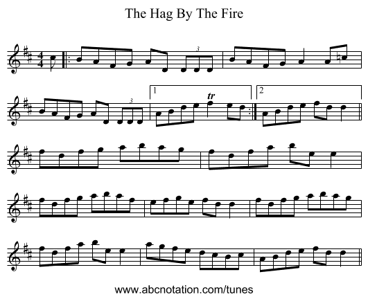 The Hag By The Fire - staff notation
