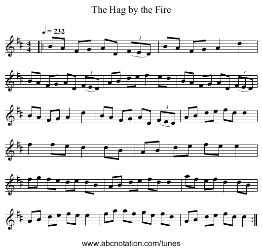 The Hag by the Fire - staff notation