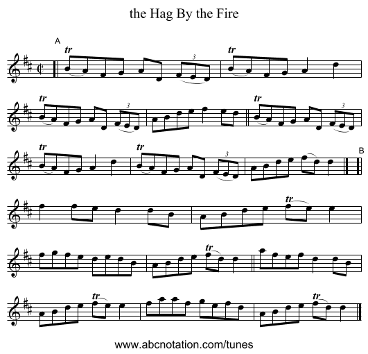 the Hag By the Fire - staff notation