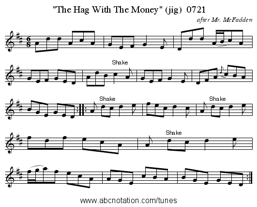 The Hag With The Money (jig)  0721 - staff notation