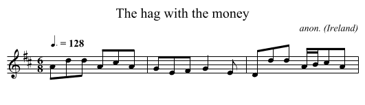 The hag with the money - staff notation