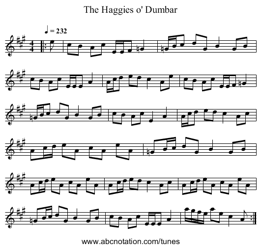 The Haggies o' Dumbar - staff notation