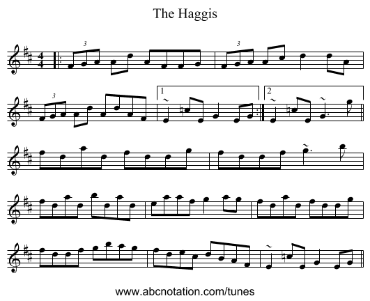 The Haggis - staff notation