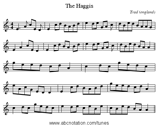 The Haggis - staff notation