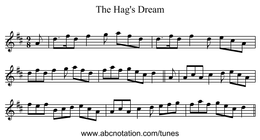 The Hag's Dream - staff notation