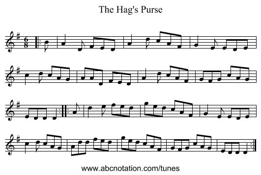 The Hag's Purse - staff notation