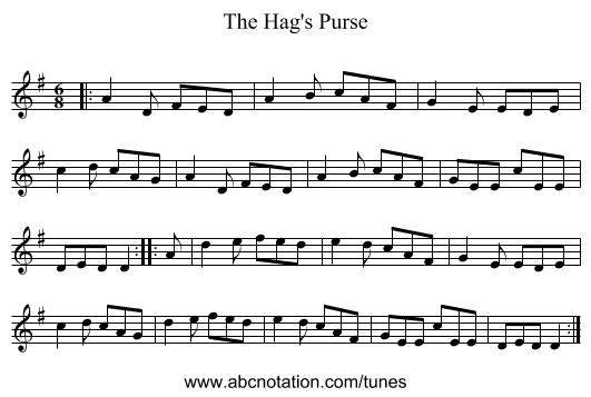 The Hag's Purse - staff notation