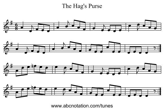 The Hag's Purse - staff notation
