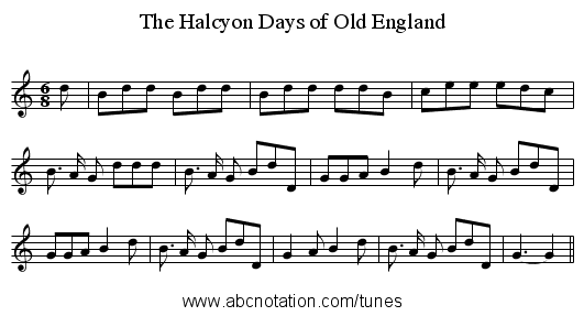 The Halcyon Days of Old England - staff notation