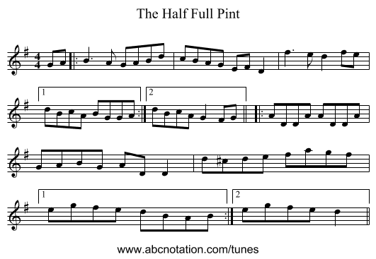 The Half Full Pint - staff notation