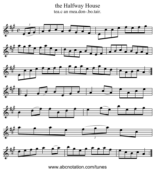 the Halfway House - staff notation