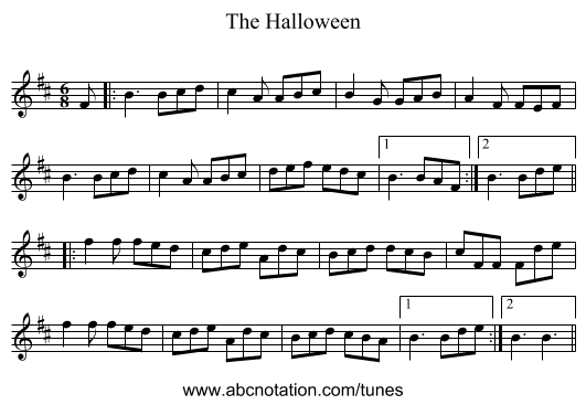 The Halloween - staff notation