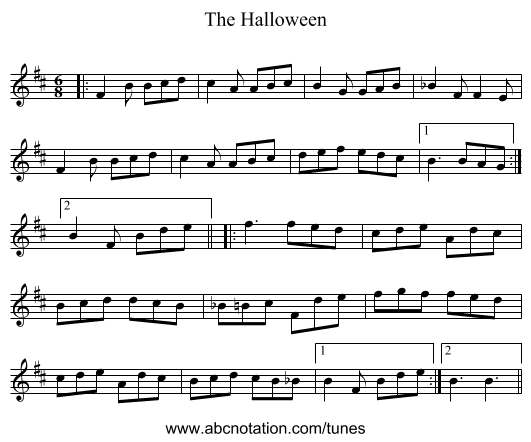 The Halloween - staff notation