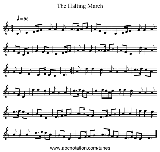 The Halting March - staff notation