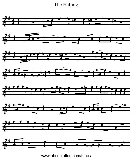 The Halting - staff notation