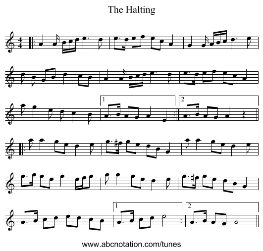 The Halting - staff notation